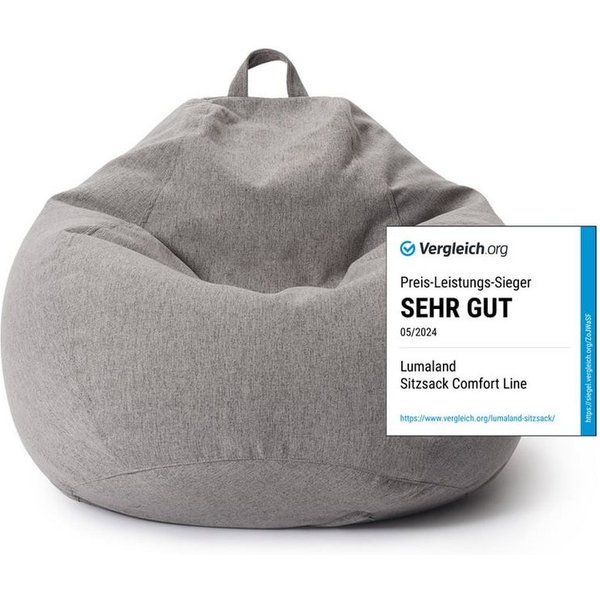 Lumaland Sitzsack LUMALAND Comfort Line Sitzsack L, 185 L - bequemer Indoor Sofa Sessel, Pouf separat erhältlich - Bean Bag mit Füllung - XXL Lounge Sitzkissen