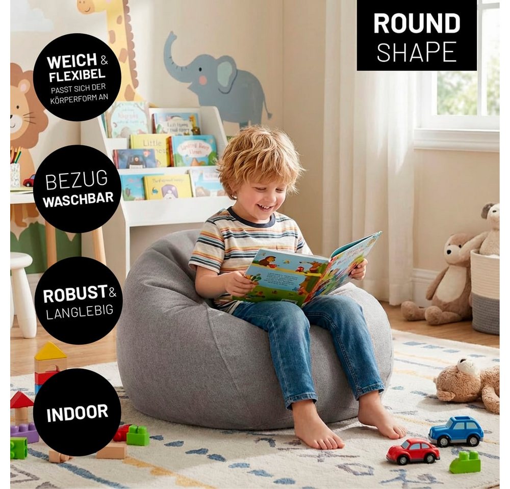 Lumaland Sitzsack LUMALAND Comfort Line Sitzsack M, 120 L - bequemer Indoor Sofa Sessel, Pouf separat erhältlich - Bean Bag mit Füllung - XXL Lounge Sitzkissen – Bild 2 von 5