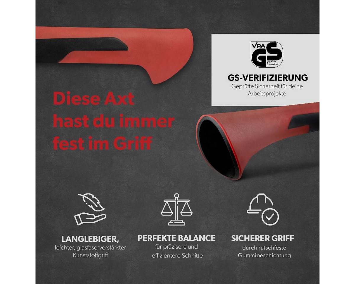 siwitec Axt Nylonaxt SN-200, 2000 Gramm Kopfgewicht inkl. Schnittschutz, 2140 g, (Unterschiedliche Kopfgewichte), GS-Zeritfizierung für maximale Arbeitssicherhe – Bild 5 von 5