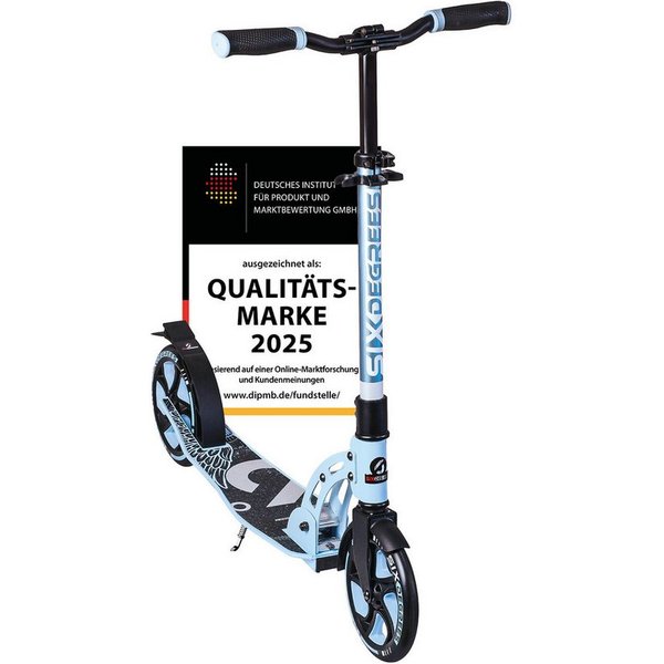 SIX DEGREES Cityroller aus Aluminium TESTSIEGER, Klappmechanismus, Ständer 205 mm PRIME, TESTSIEGER Stiftung Warentest