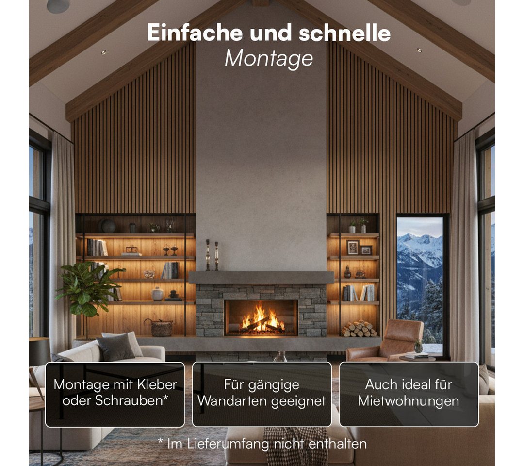skølm 3D Wandpaneel Rune, Akustikpaneel Holzoptik, 0,72 qm, (2-tlg) hochwertige 3D Lamellenwand schallabsorbierend – Bild 5 von 5