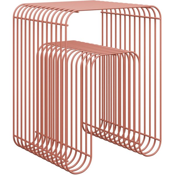 skølm Beistelltisch Vali als Hocker oder Bücherregal nutzbar (terrakotta), Couchtisch aus Metall, offenes Gitterdesign, Ablageregal 39x34x49 cm