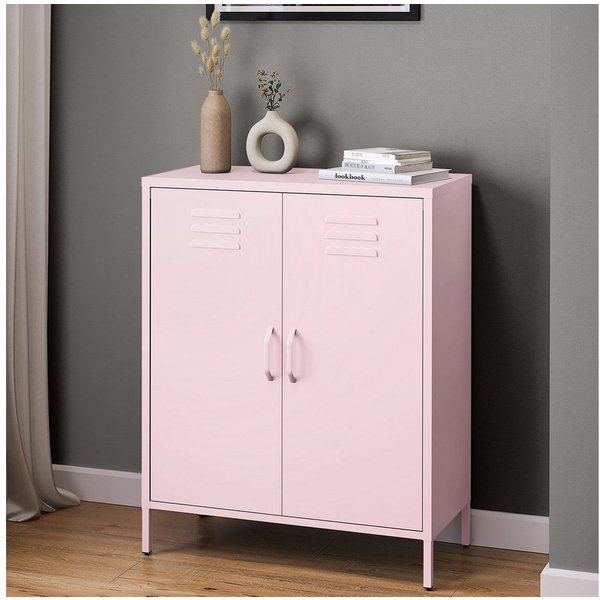 skølm Kommode Atria aus Metall, Highboard mit höhenverstellbaren Böden (Rosa, 3 Fächer), auch verfügbar mit Schubladen