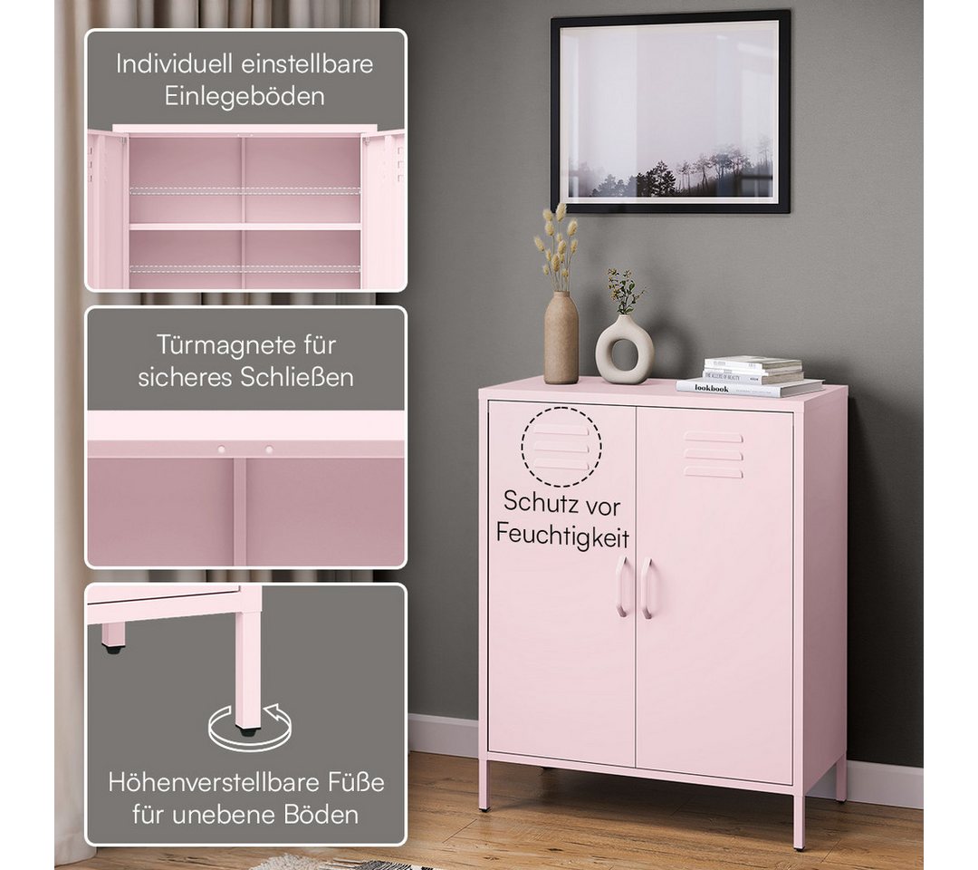 skølm Kommode Atria aus Metall, Highboard mit höhenverstellbaren Böden (Rosa, 3 Fächer), auch verfügbar mit Schubladen – Bild 3 von 5