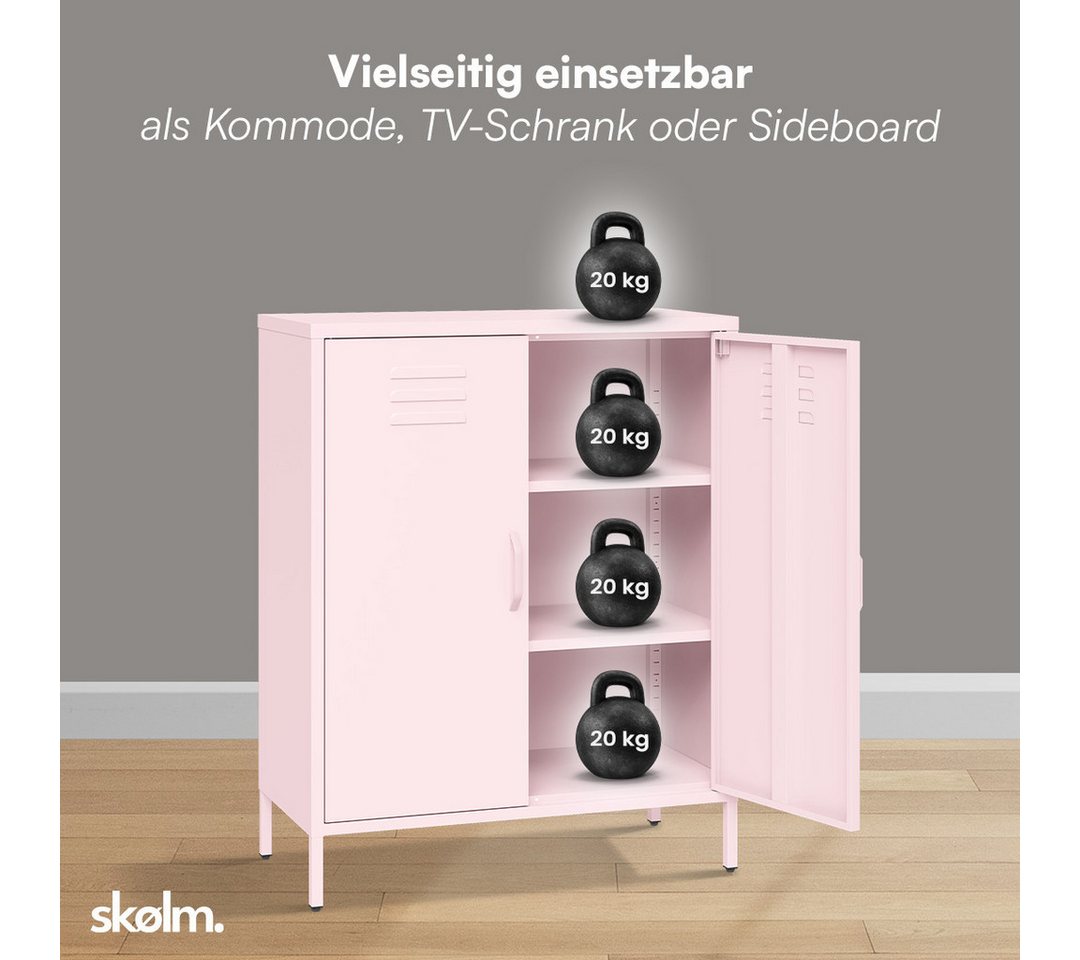 skølm Kommode Atria aus Metall, Highboard mit höhenverstellbaren Böden (Rosa, 3 Fächer), auch verfügbar mit Schubladen – Bild 5 von 5