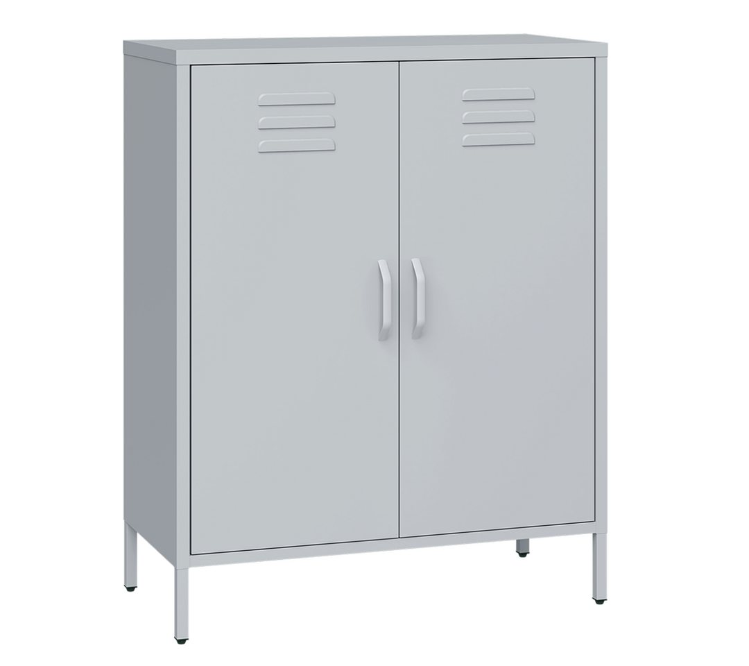 skølm Kommode Atria aus Metall, Highboard mit höhenverstellbaren Böden (Hellgrau, 3 Fächer), auch verfügbar mit Schubladen – Bild 2 von 5