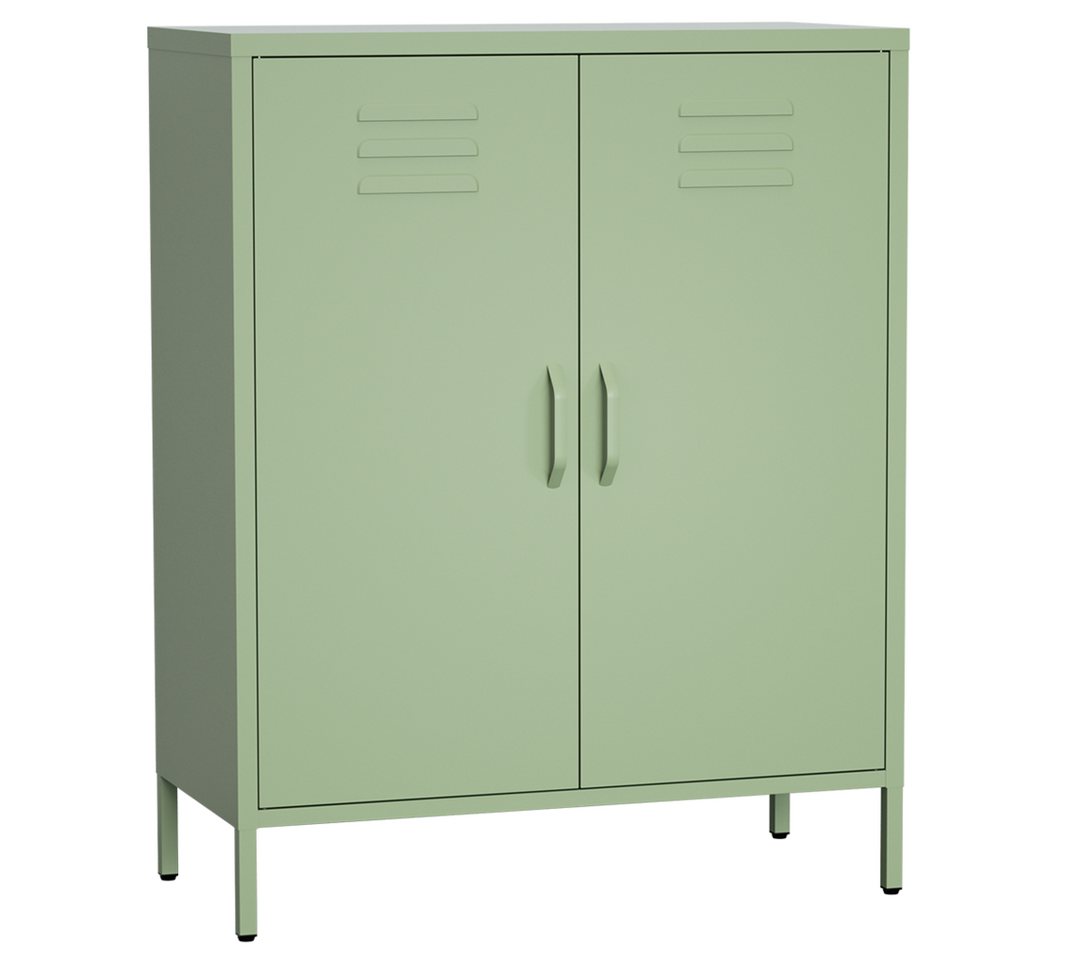 skølm Kommode Atria aus Metall, Highboard mit höhenverstellbaren Böden (Grün, 3 Fächer), auch verfügbar mit Schubladen – Bild 2 von 5
