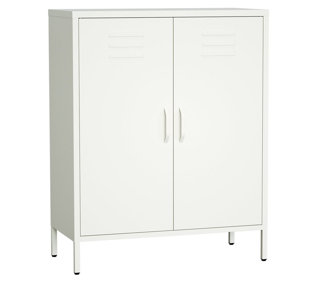 skølm Kommode Atria aus Metall, Highboard mit höhenverstellbaren Böden (Weiß, 3 Fächer), auch verfügbar mit Schubladen – Bild 2 von 5