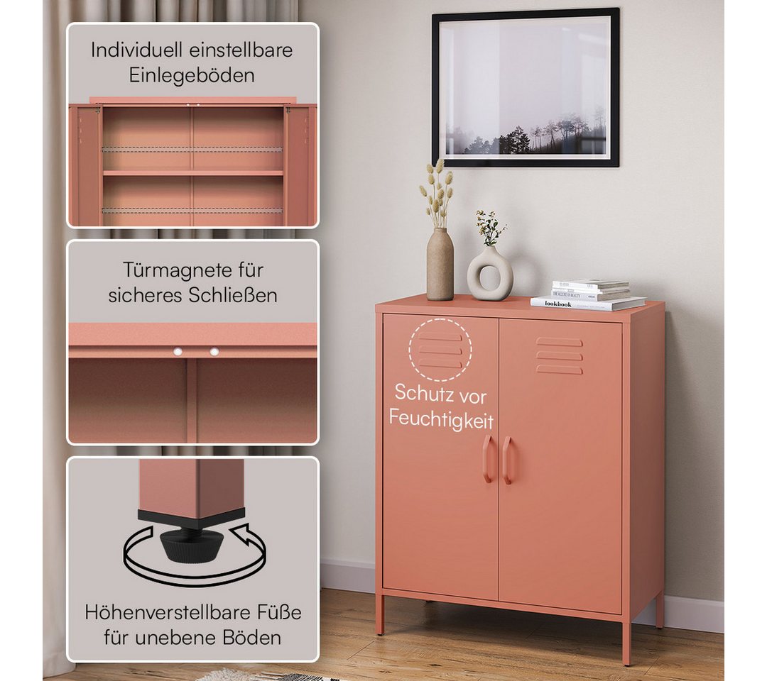 skølm Kommode Atria aus Metall, Highboard mit höhenverstellbaren Böden (Terrakotta, 3 Fächer), auch verfügbar mit Schubladen – Bild 3 von 5