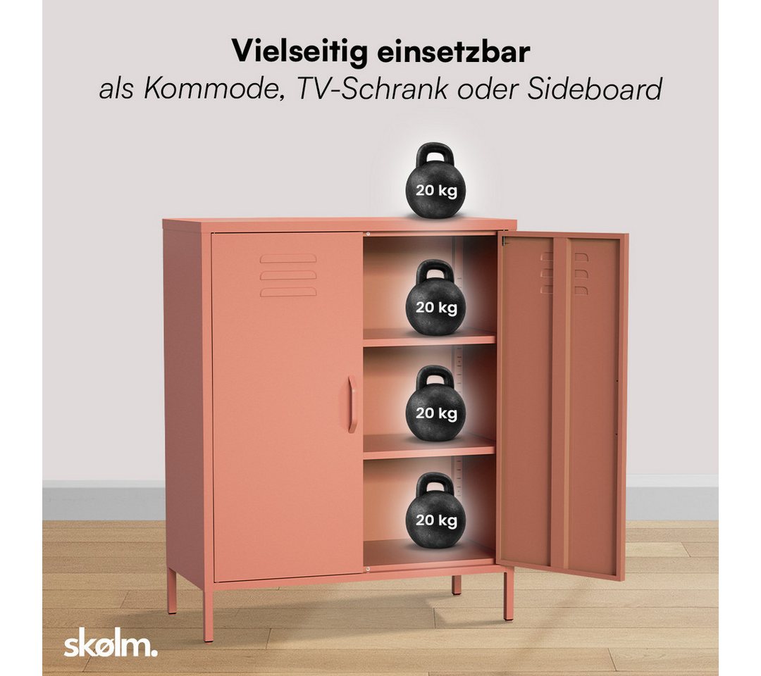 skølm Kommode Atria aus Metall, Highboard mit höhenverstellbaren Böden (Terrakotta, 3 Fächer), auch verfügbar mit Schubladen – Bild 5 von 5