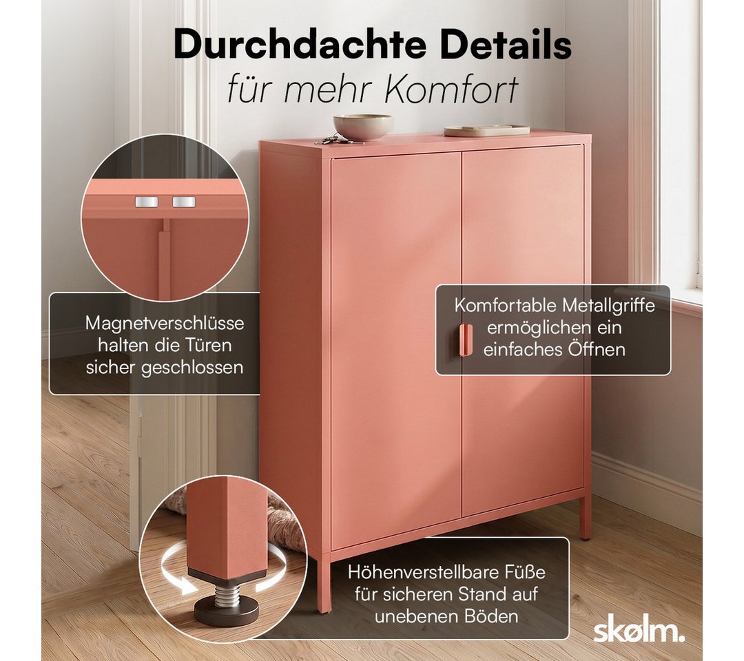 skølm Kommode Ituri aus Metall (Terrakotta), Highboard mit 2 Einlegeböden, höhenverstellbare Füße – Bild 3 von 5
