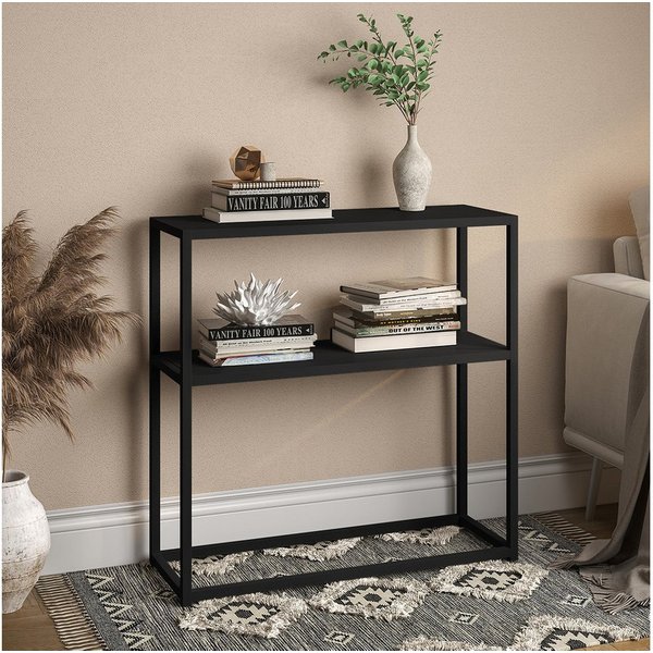skølm Konsolentisch Skadi mit 2 Ablageflächen (schwarz, Metallregal, bis 20kg belastbar), Konsolentisch, höhenverstellbare Füße, 80x28x80 cm