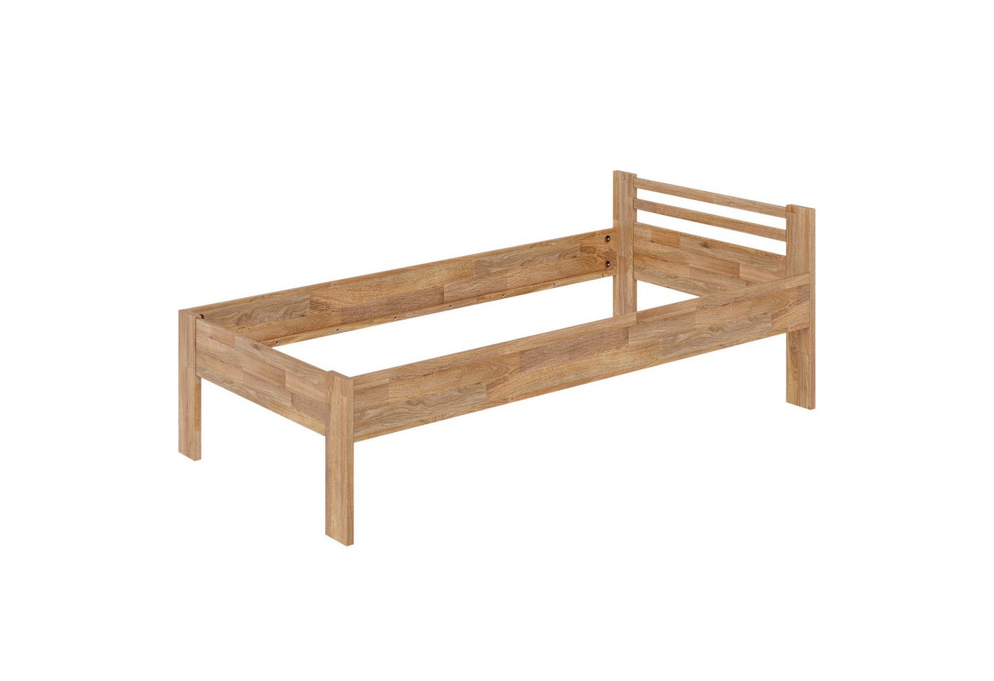 skølm Massivholzbett Fenrir, Seniorenbett mit Komforthöhe 51 cm (90x200 cm), Einzelbettgestell aus Eichenholz geölt, auch verfügbar in 100x200 cm – Bild 2 von 5