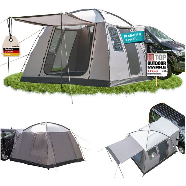 Skandika Buszelt Pitea Van Protect, freistehend, für Auto, CUV, Bus, Minivan, UPF 50+, Personen: 4 (Moskitonetz an allen 3 Türen und am Schleuseneingang), 225 c