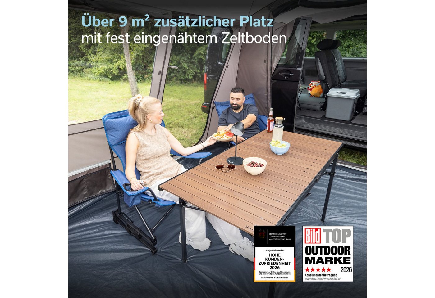 Skandika Buszelt Pitea Van Protect, freistehend, für Auto, CUV, Bus, Minivan, UPF 50+, Personen: 4 (Moskitonetz an allen 3 Türen und am Schleuseneingang), 225 c – Bild 3 von 5