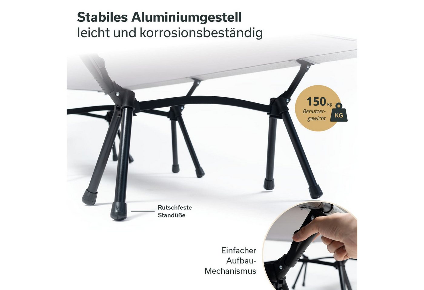 Skandika Campingliege Svalig, Feldbett klappbar, 192x66 cm, Tragetasche, Gewicht 3,5 kg (Viel Platz zum Schlafen, Vielseitige Anwendungsmöglichkeiten) abnehmbar – Bild 3 von 5