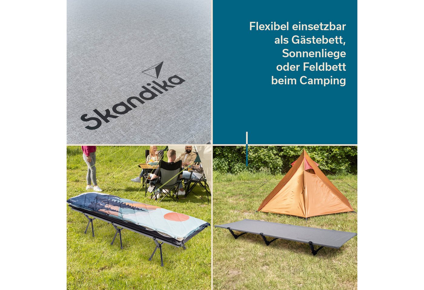 Skandika Campingliege Svalig, Feldbett klappbar, 192x66 cm, Tragetasche, Gewicht 3,5 kg (Viel Platz zum Schlafen, Vielseitige Anwendungsmöglichkeiten) abnehmbar – Bild 5 von 5