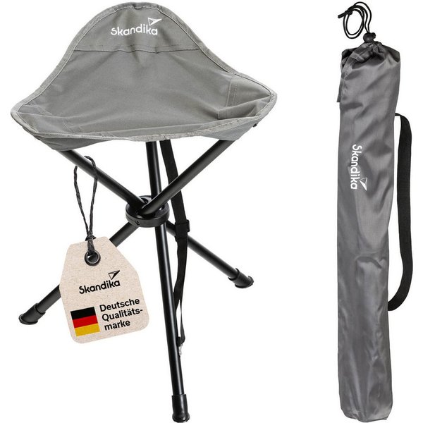 Skandika Campingstuhl Dreibeinhocker Tomperi, Klappbarer Campinghocker, bis 100 kg (Bindeband mit Klett und Trageriemen mit Karabinerhaken, fest montiert), leic