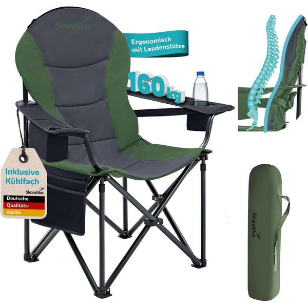 Skandika Campingstuhl Relax Comfort, Klappstuhl, Faltsessel, Anglerstuhl, Gartenstuhl (Max. Nutzergewicht 160 kg, Reißverschlussfach im Kopfteil, Tragetasche), 