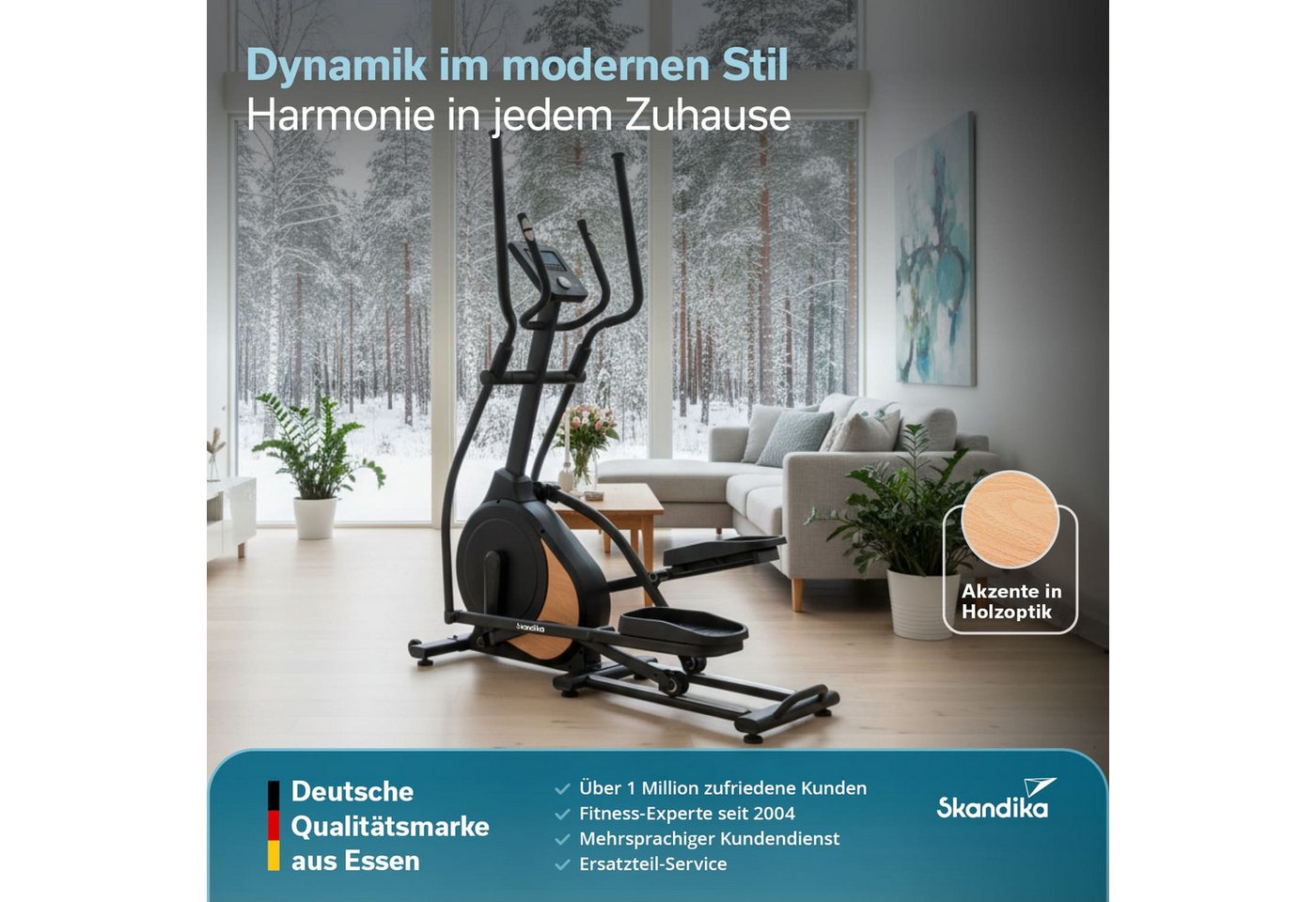 Skandika Crosstrainer Carbon P18, Ellipsentrainer für Zuhause, 32 Widerstandsstufen (Transportrollen, Tablet-Halterung, Bluetooth, bis 135 kg, Größe Pedale), 13 – Bild 3 von 5