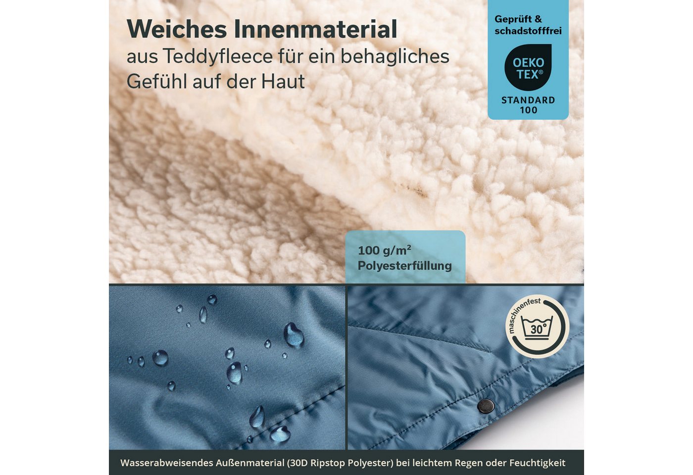 Skandika Deckenschlafsack Campingdecke Liva, 4-in-1, Outdoor Decke, 200x135cm, Überwurf, Kissen, mit Teddyfell Unterseite, Polyester, wasserdicht – Bild 3 von 5
