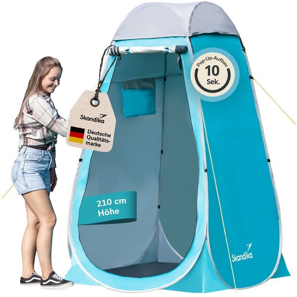 Skandika Kuppelzelt Duschzelt Pop Up, Umkleidezelt, Toilettenzelt, silberbeschichtet, Personen: 1 (1 Fenster mit Moskitonetz und Abdeckung, Tragetasche, Gute Ve