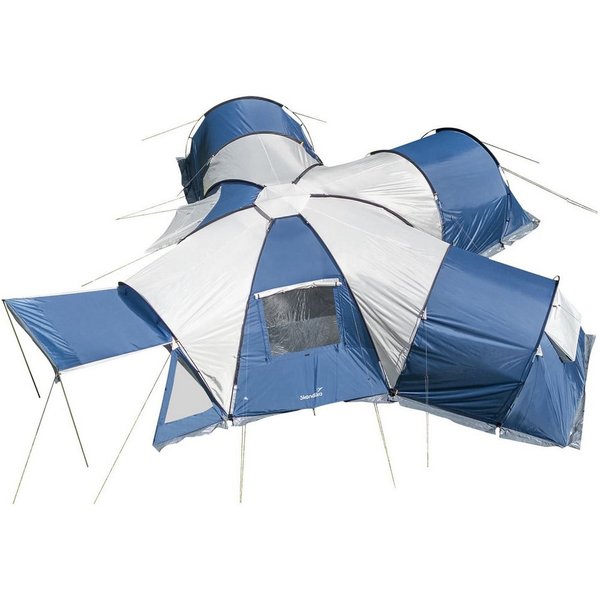 Skandika Kuppelzelt Korsika 9 Sleeper, Camping Zelt mit 3 Schlafkabinen, Sonnensegel, Personen: 9 (Moskitonetz am Eingang und an den Schlafkabinen, Robuste Trag