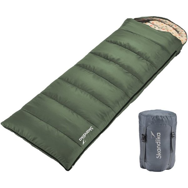 Skandika Schlafsack Iceland, Polycotton, atmungsaktiv, Innentasche mit Klett (2-Wege-Reißverschluss mit Kälteschutz, Stoffsteg, Webbandklemmschutz), 3 Jahreszei