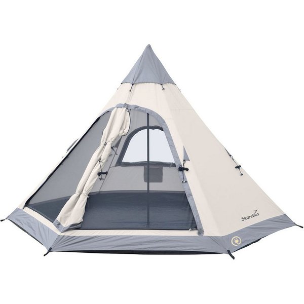 Skandika Tipi-Zelt Tipi Hetta 335 Protect, Fest eingenähter Zeltboden, UPF 50 +, Personen: 4 (2 Eingänge mit Doppeltüren mit Moskitonetz, Robuste Tragetasche), 