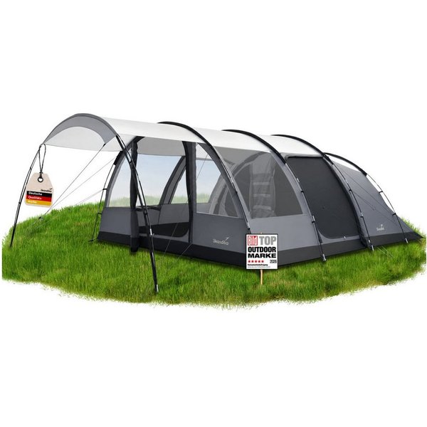 Skandika Tunnelzelt Falkenberg Sleeper Protect, Großes Familienzelt für 6 Personen, Personen: 6 (wasserdicht, 2m Stehhöhe, 670 x 390 x 200 cm, UV-Schutz: UPF 50