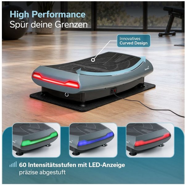 Skandika Vibrationsplatte 4D Vibration Plate V2000, Curved Design, Fernbedienung, (60 Stufen, 3 + 3 Programme, Oszillierende Vibration), 2 Kraftvolle Motoren, F