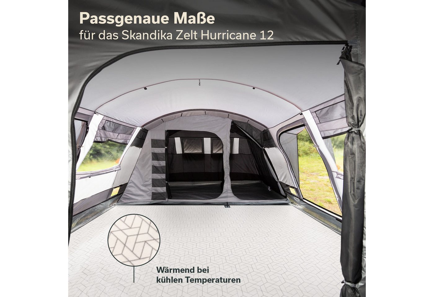 Skandika Zeltteppiche Lindal, Outdoor Teppich mit Softtouch-Fleece, Campingteppich, Zeltunterlage, wetterfest, wasserdicht, Tragetasche mit Reißverschluss – Bild 2 von 5