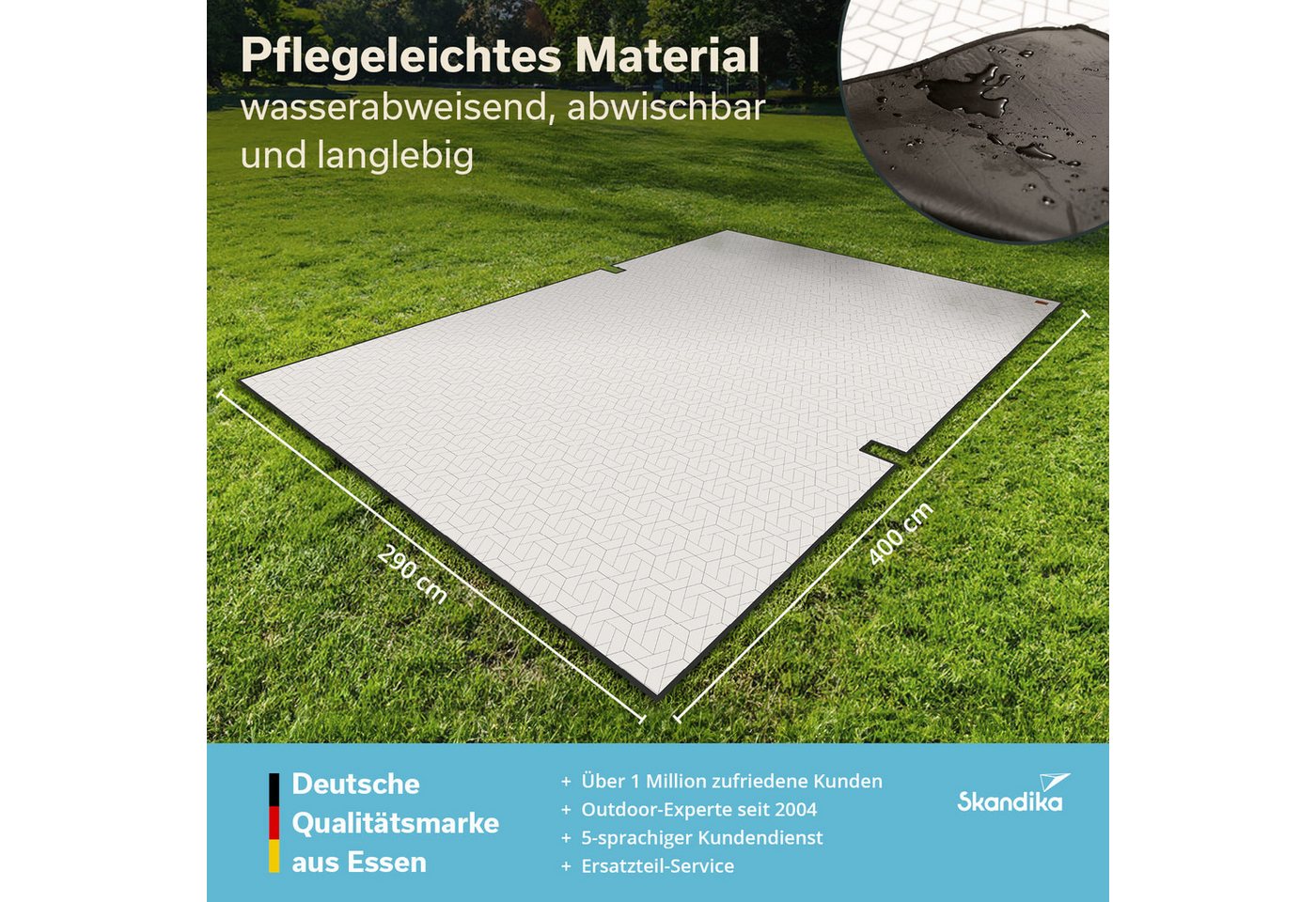 Skandika Zeltteppiche Lindal, Outdoor Teppich mit Softtouch-Fleece, Campingteppich, Zeltunterlage, wetterfest, wasserdicht, Tragetasche mit Reißverschluss – Bild 5 von 5