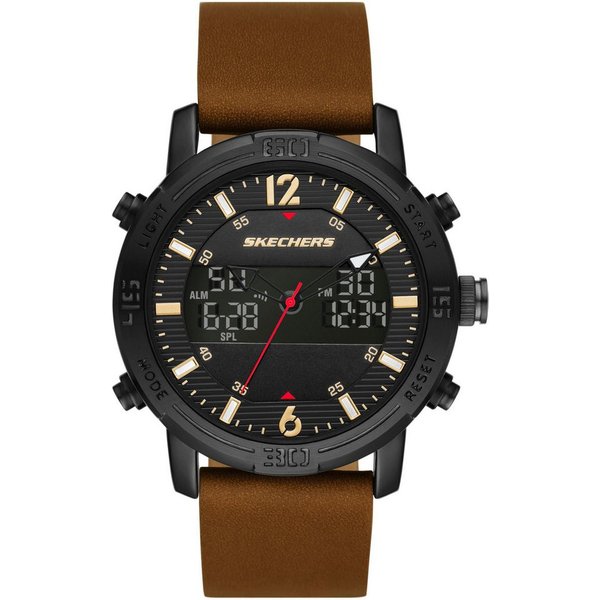 Skechers Chronograph REDLANDS SR5153, Quarzuhr, Armbanduhr, Herrenuhr, Lederarmband, digital, Stoppfunktion