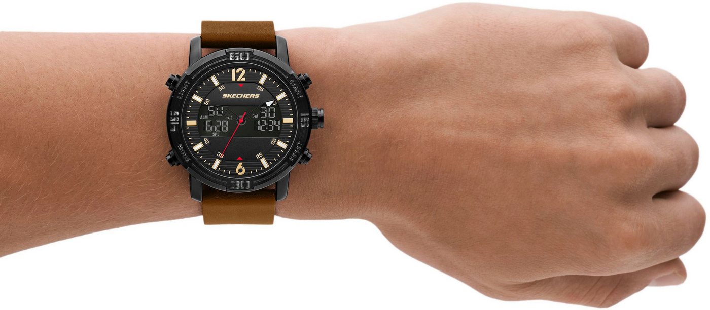 Skechers Chronograph REDLANDS SR5153, Quarzuhr, Armbanduhr, Herrenuhr, Lederarmband, digital, Stoppfunktion – Bild 4 von 4