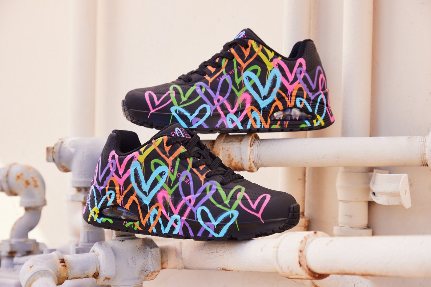 Skechers UNO - HIGHLIGHT LOVE Sneaker, Freizeitschuh, Halbschuh, Schnürschuh mit Herzchen-Print – Bild 3 von 5
