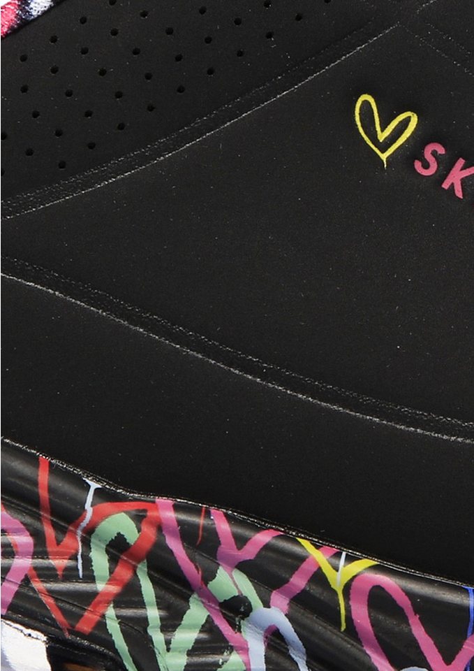 Skechers UNO-LOVING LOVE Wedgesneaker Freizeitschuh, Halbschuh, Schnürschuh mit coolem Graffiti-Print – Bild 2 von 5