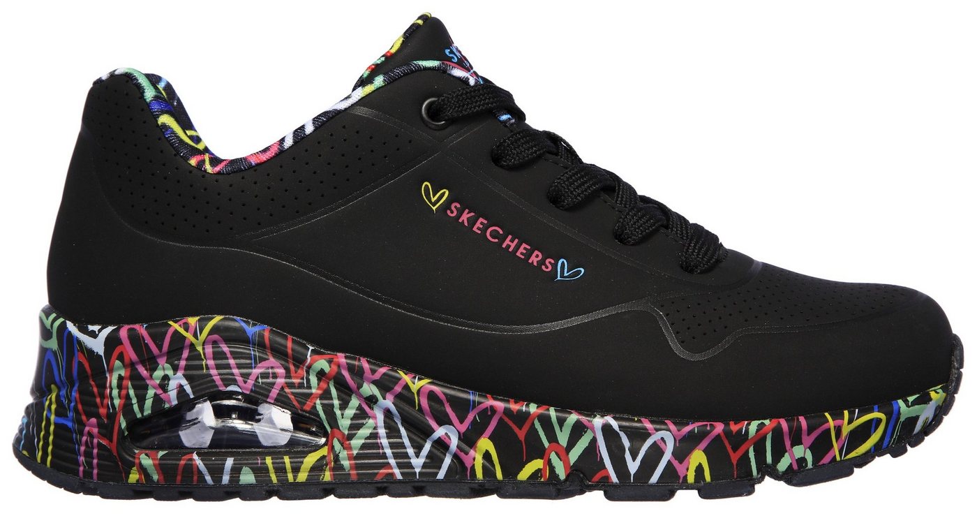 Skechers UNO-LOVING LOVE Wedgesneaker Freizeitschuh, Halbschuh, Schnürschuh mit coolem Graffiti-Print – Bild 4 von 5
