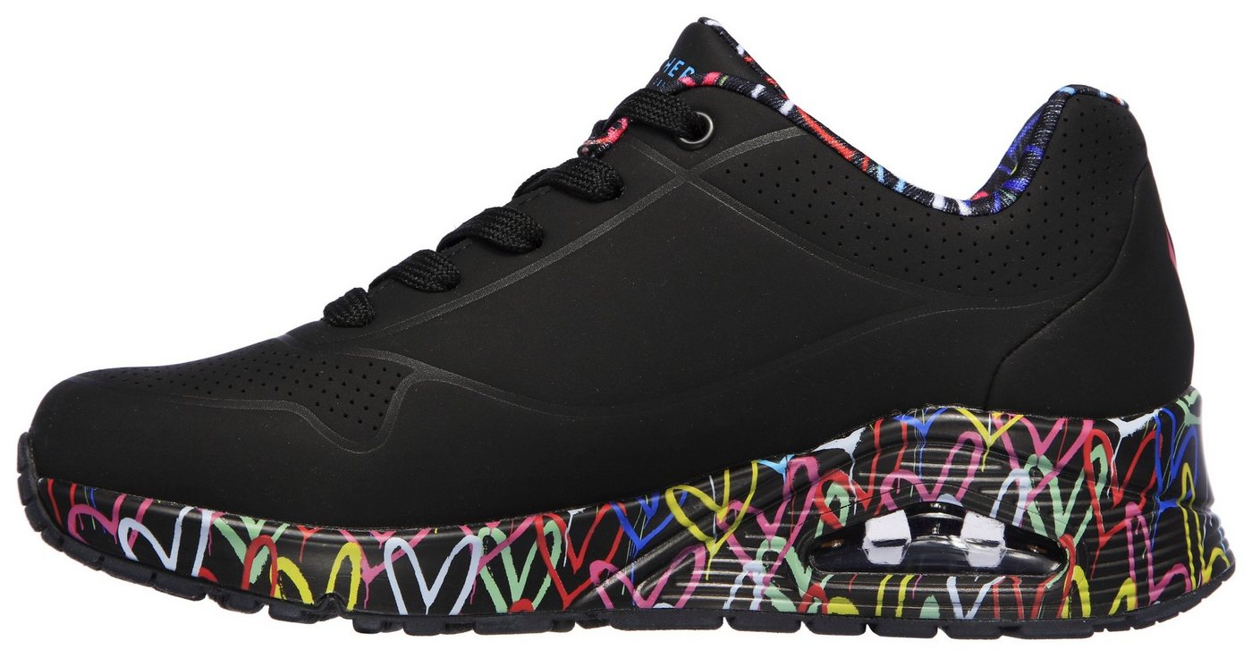 Skechers UNO-LOVING LOVE Wedgesneaker Freizeitschuh, Halbschuh, Schnürschuh mit coolem Graffiti-Print – Bild 5 von 5