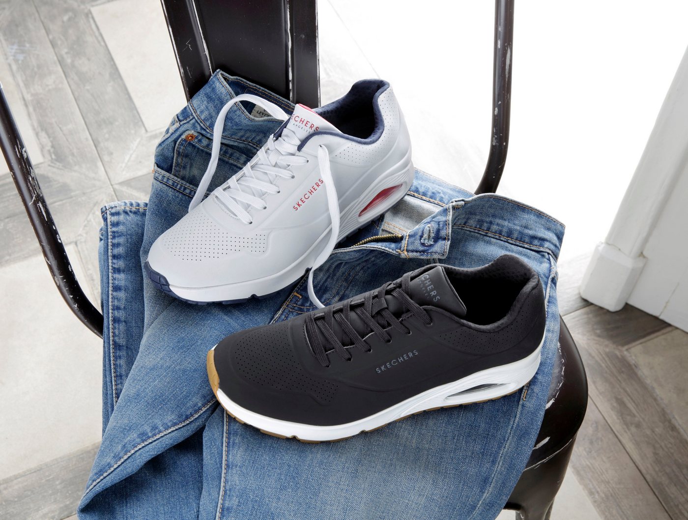 Skechers Uno - Stand on Air Sneaker, Freizeitschuh, Halbschuh, Schnürschuh mit extra Dämpfung – Bild 4 von 5