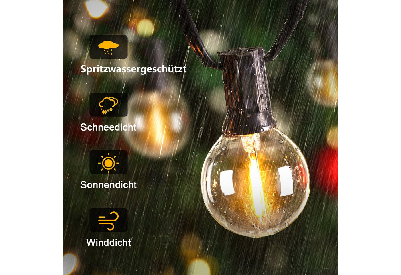 skelo Lichterkette Led Lichterkette Außen Strom, 10/18/30M Dimmbar Outdoor Lichterkette, Lichterketten Aussen für Garten, Balkon, Party, Terrasse – Bild 2 von 5
