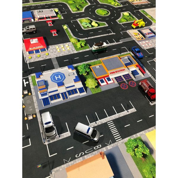 SkippiDoo Kinderteppich Straßenteppich Spielteppich Kinderzimmer Teppich Autoteppich, rechteckig, Höhe: 5 mm, keine sich wiederholende Motive, Antirutsch