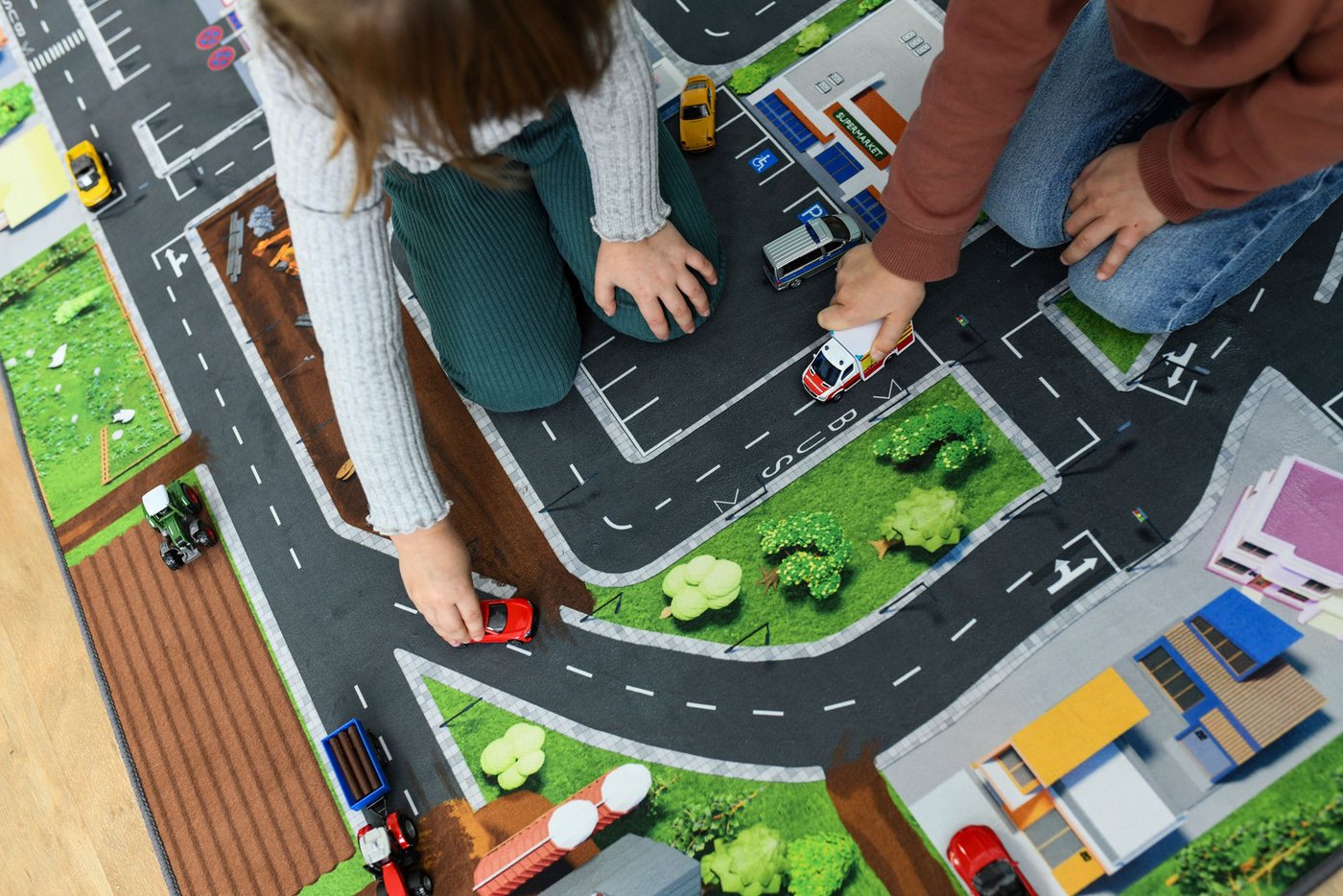 SkippiDoo Kinderteppich Straßenteppich Spielteppich Kinderzimmer Teppich Autoteppich, rechteckig, Höhe: 5 mm, keine sich wiederholende Motive, Antirutsch – Bild 4 von 5