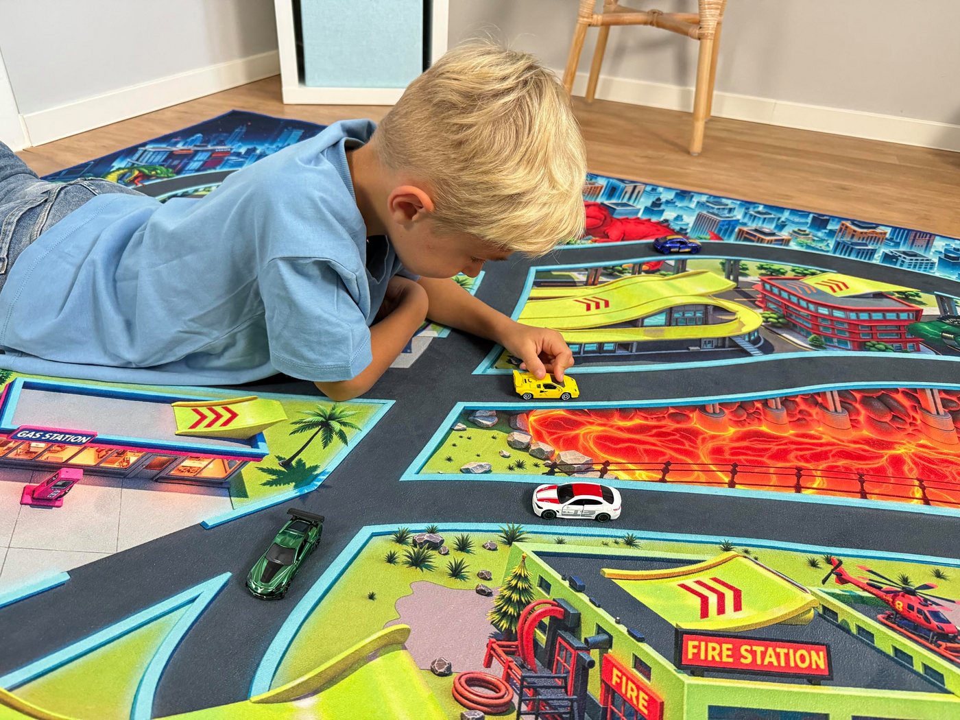 SkippiDoo Kinderteppich Straßenteppich Spielteppich Kinderzimmer Teppich Autoteppich, rechteckig, Höhe: 5 mm, keine sich wiederholende Motive, Antirutsch – Bild 2 von 5