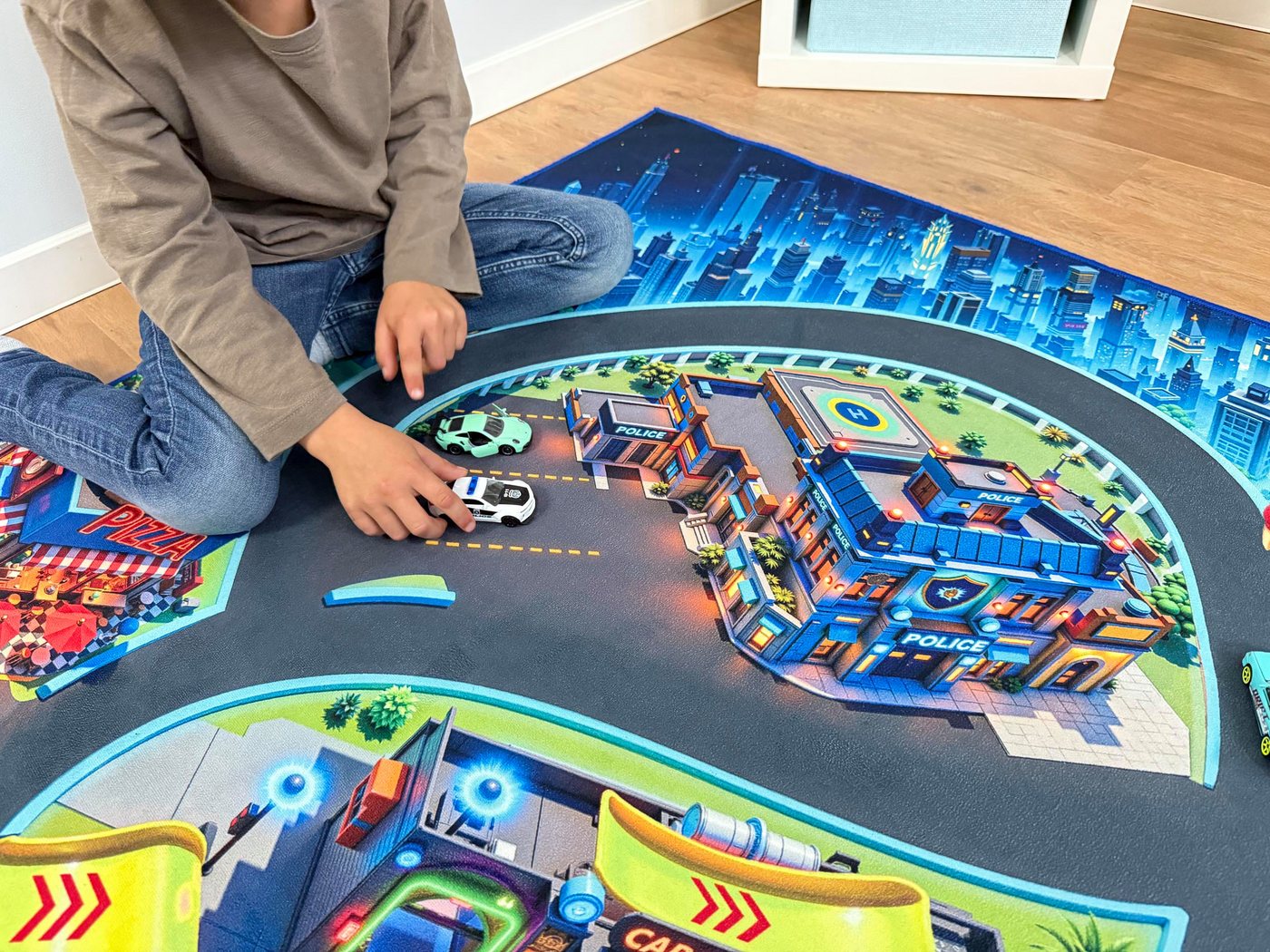 SkippiDoo Kinderteppich Straßenteppich Spielteppich Kinderzimmer Teppich Autoteppich, rechteckig, Höhe: 5 mm, keine sich wiederholende Motive, Antirutsch – Bild 3 von 5