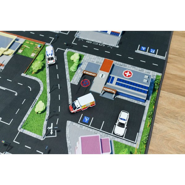 SkippiDoo Kinderteppich Straßenteppich Spielteppich Kinderzimmer Teppich Autoteppich, rechteckig, Höhe: 5 mm, keine sich wiederholende Motive, Antirutsch