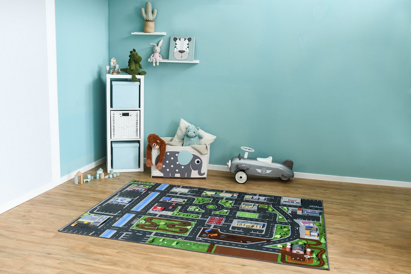 SkippiDoo Kinderteppich Straßenteppich Spielteppich Kinderzimmer Teppich Autoteppich, rechteckig, Höhe: 5 mm, keine sich wiederholende Motive, Antirutsch – Bild 5 von 5