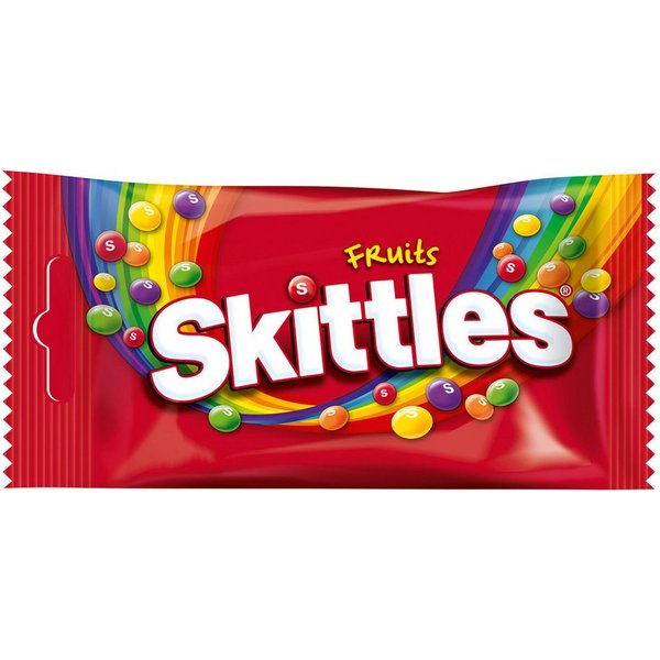 Skittles Süßigkeit, Skittles Fruits Beutel Kaudragees in knuspriger Zuckerhülle 38g