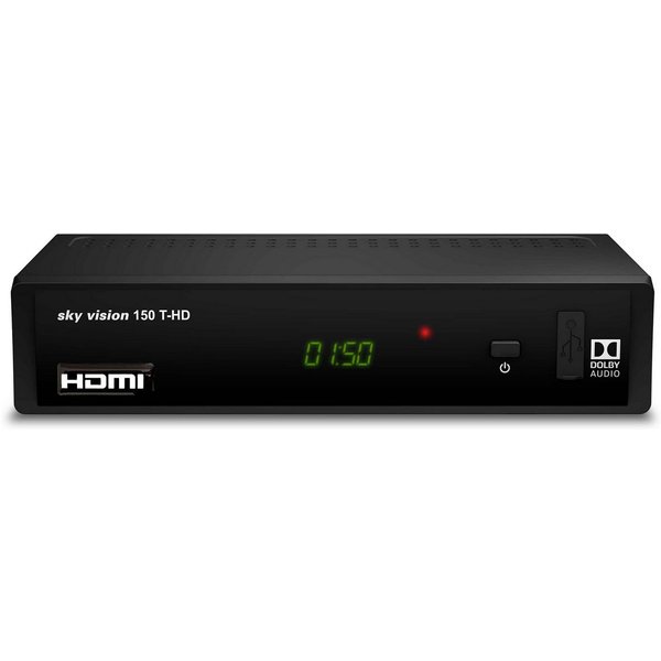 Sky Vision 150 T DVB-T2 HD Receiver (1080p Full HD, USB, HDMI, SCART, Coaxial)