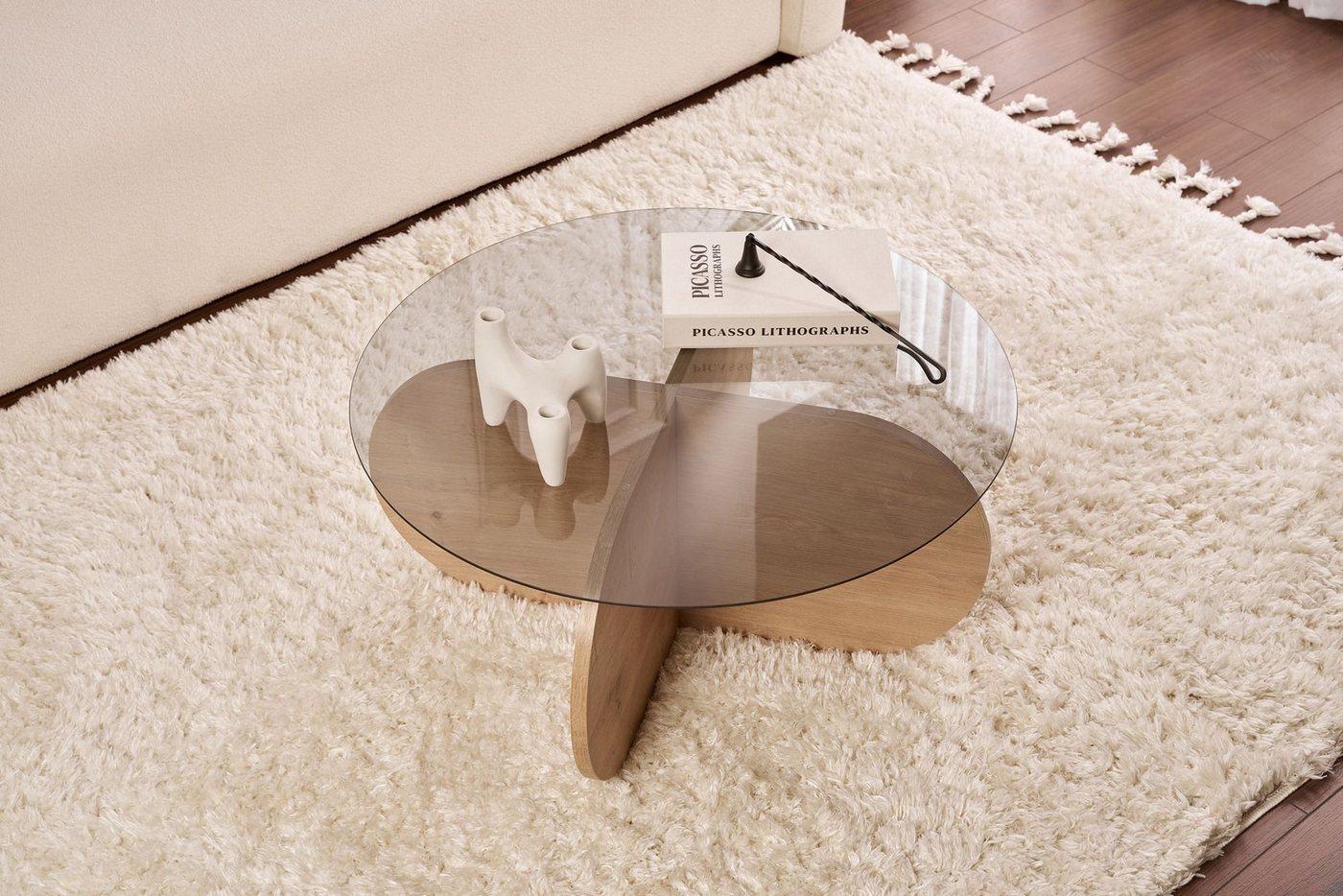 Skye Decor Couchtisch Aeris, Modernes Design Gehärtete Glasplatte Pflegeleichte Oberfläche – Bild 3 von 5